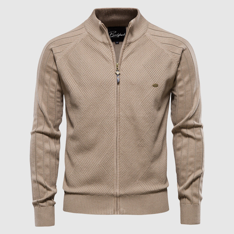 Davy | Men's Zip-Up Cardigan Sweater with Ribbed Detail
