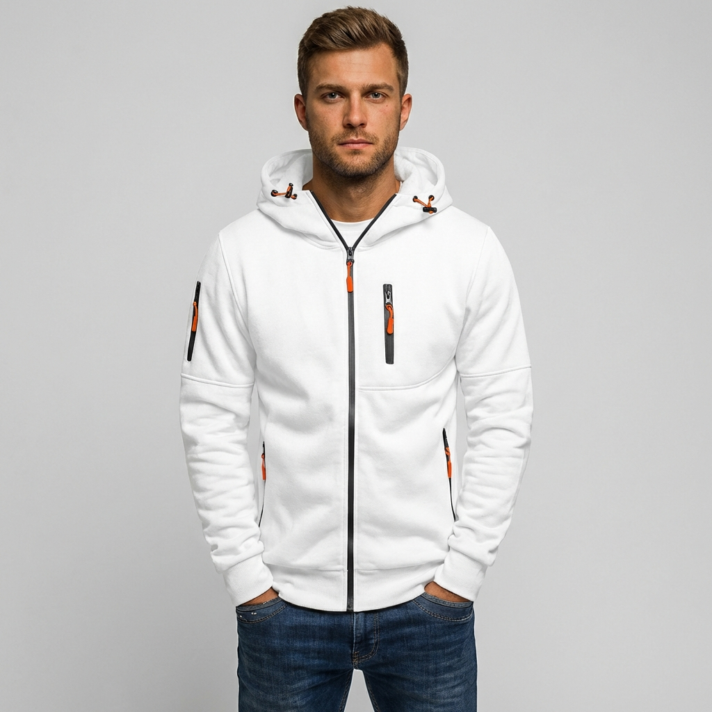 Davy | Men's Zip-Up Hoodie with Contrast Zipper Details