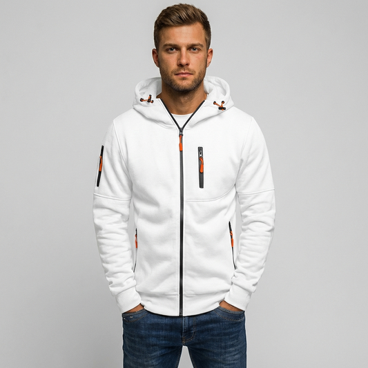 Davy | Men's Zip-Up Hoodie with Contrast Zipper Details