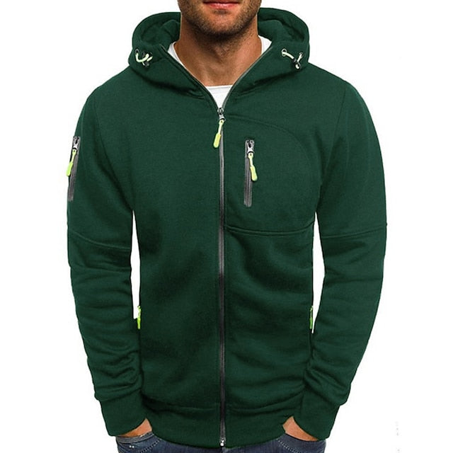 Davy | Men's Zip-Up Hoodie with Contrast Zipper Details