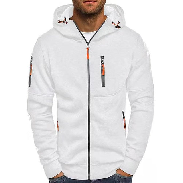 Davy | Men's Zip-Up Hoodie with Contrast Zipper Details