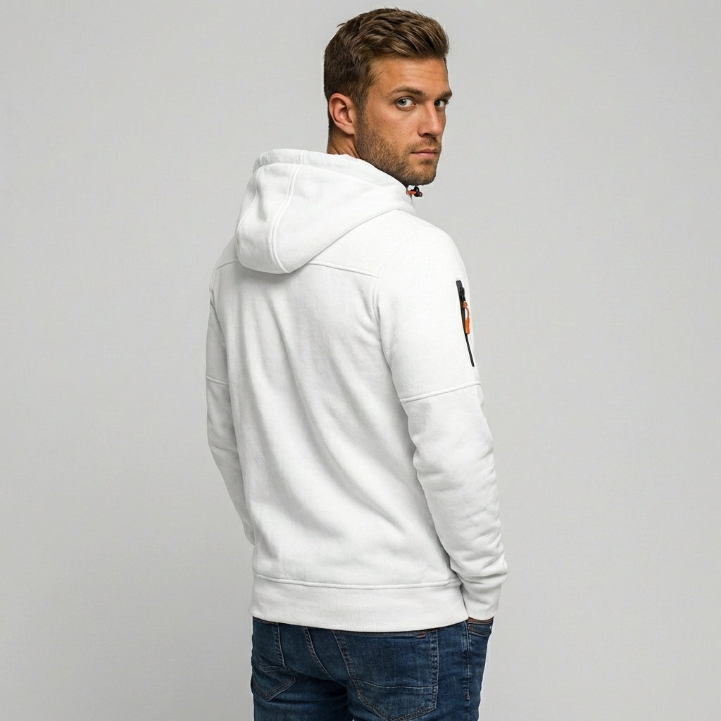 Davy | Men's Zip-Up Hoodie with Contrast Zipper Details