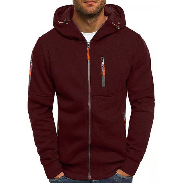 Davy | Men's Zip-Up Hoodie with Contrast Zipper Details