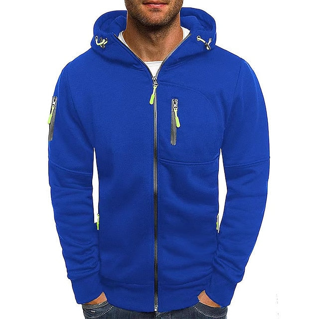Davy | Men's Zip-Up Hoodie with Contrast Zipper Details