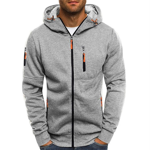 Davy | Men's Zip-Up Hoodie with Contrast Zipper Details