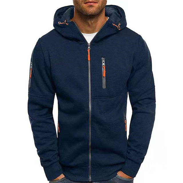 Davy | Men's Zip-Up Hoodie with Contrast Zipper Details