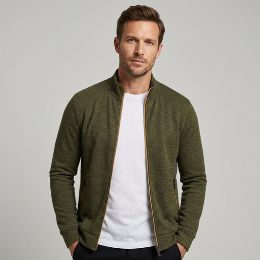 Davy | Men's Zip-Up Knit Jacket with Collar