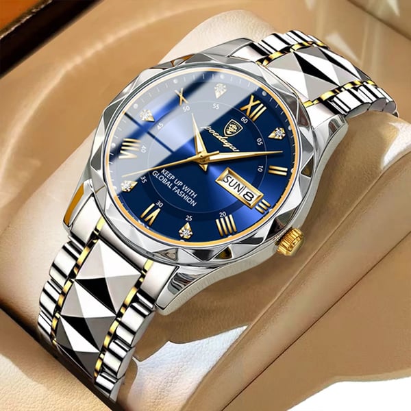 Davy Model 615 | Luxury Men's Watch | Japanese MIYOTA Quartz Movement | 316L Stainless Steel Case | Hardlex Crystal Glass | 3 ATM Waterproof | Luminescent Indices & Date