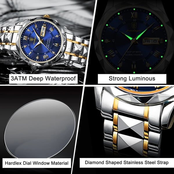 Davy Model 615 | Luxury Men's Watch | Japanese MIYOTA Quartz Movement | 316L Stainless Steel Case | Hardlex Crystal Glass | 3 ATM Waterproof | Luminescent Indices & Date