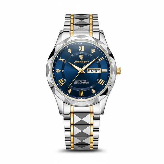 Davy Model 615 | Luxury Men's Watch | Japanese MIYOTA Quartz Movement | 316L Stainless Steel Case | Hardlex Crystal Glass | 3 ATM Waterproof | Luminescent Indices & Date