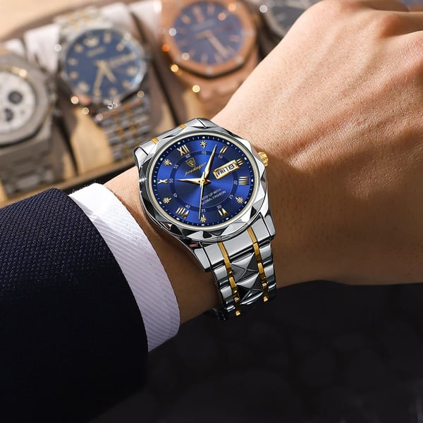 Davy Model 615 | Luxury Men's Watch | Japanese MIYOTA Quartz Movement | 316L Stainless Steel Case | Hardlex Crystal Glass | 3 ATM Waterproof | Luminescent Indices & Date