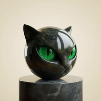 Davy | NoirCat Sculpture – Black Cat Head with Hypnotic Eyes