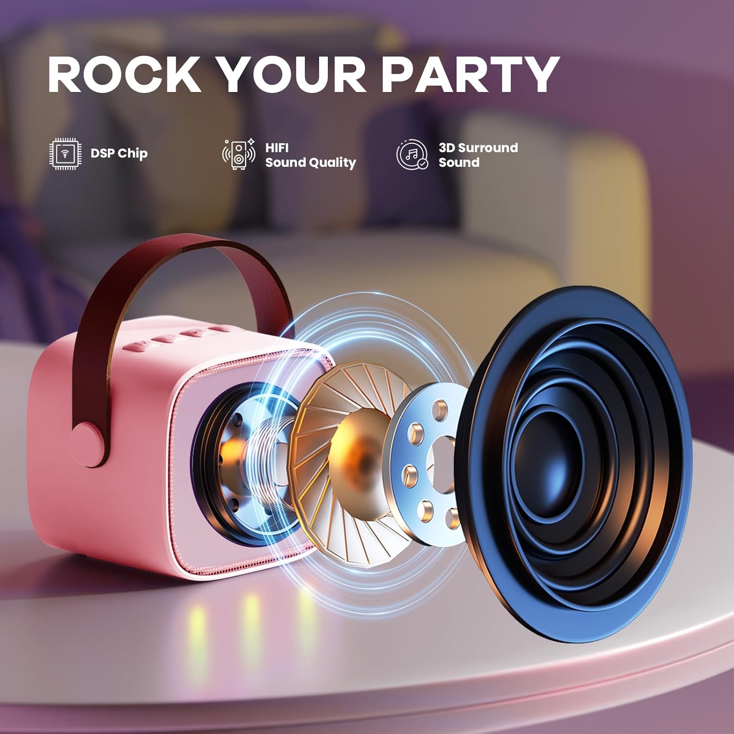 Davy | Portable Mini Karaoke Machine with Bluetooth Speaker and 2 Wireless Microphones – Veylo