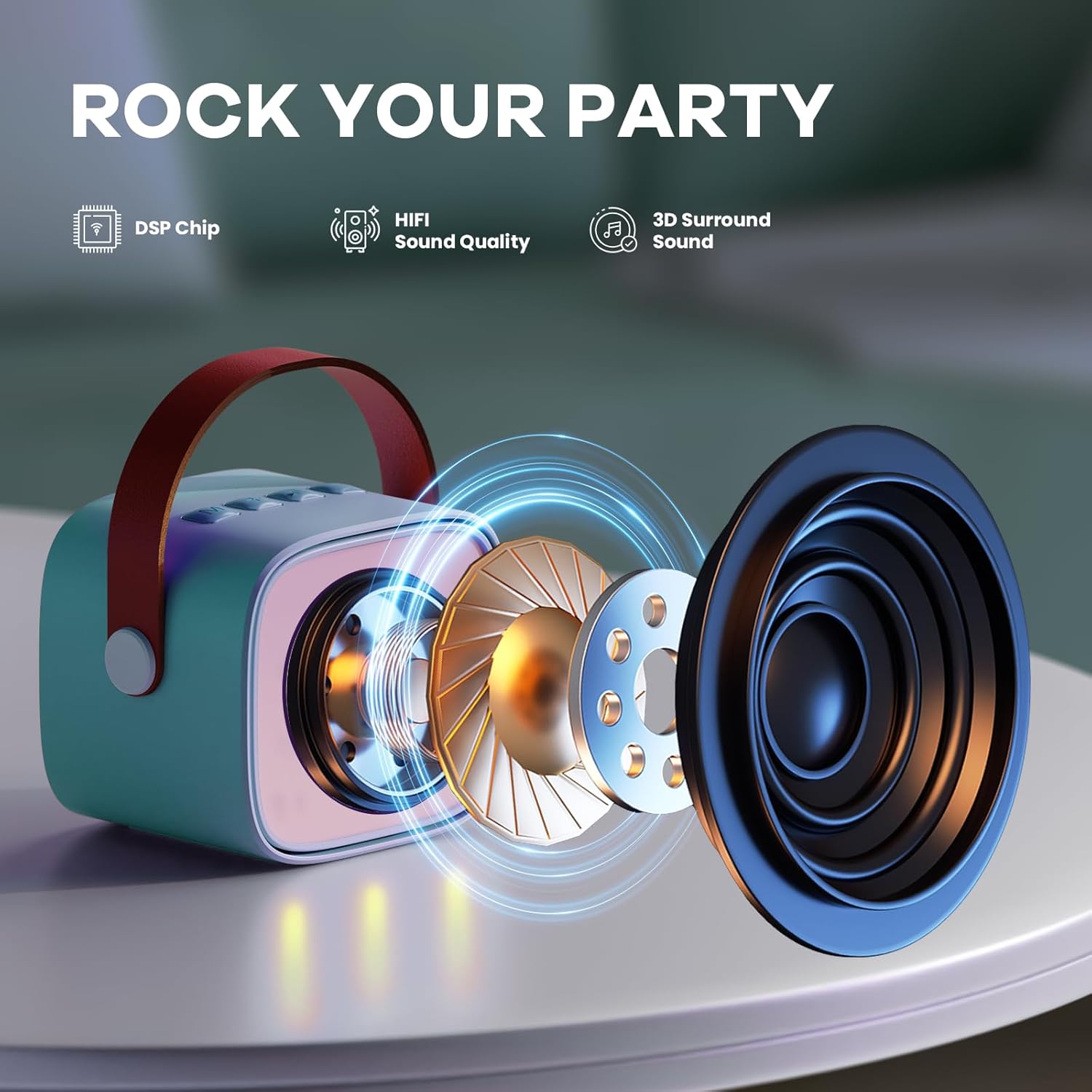 Davy | Portable Mini Karaoke Machine with Bluetooth Speaker and 2 Wireless Microphones – Veylo