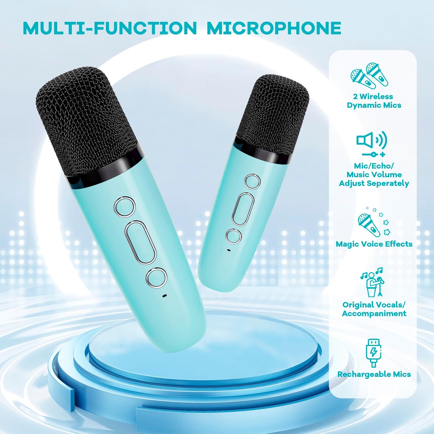 Davy | Portable Mini Karaoke Machine with Bluetooth Speaker and 2 Wireless Microphones – Veylo