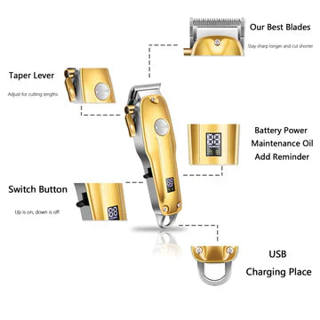 Davy | Professional Hair Clippers for Men Gold Set | Gold Cordless Clippers