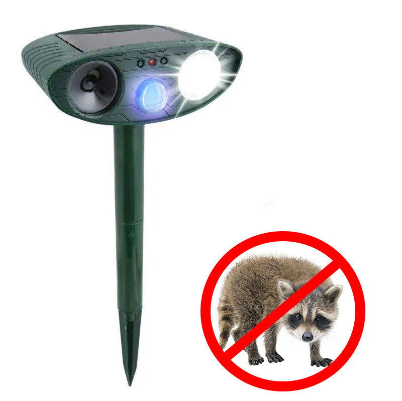 Davy | Raccoon Outdoor Ultrasonic Repeller - Solar-Powered Ultrasonic Animal and Pest Repellent - Get Rid of Raccoons Within 48 Hours