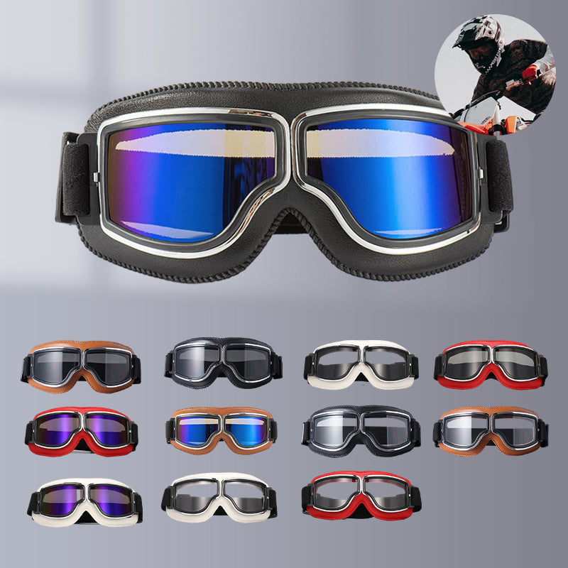 Davy | RoadRider | Vintage Motorcycle Goggles with Interchangeable Lenses and Comfort Padding