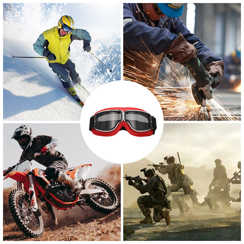 Davy | RoadRider | Vintage Motorcycle Goggles with Interchangeable Lenses and Comfort Padding