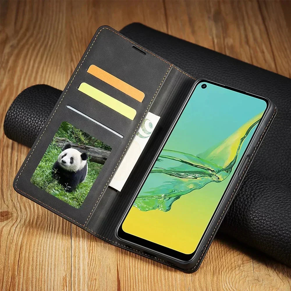 Davy Samsung Case: Magnetic Leather Bag for Stylish Protection