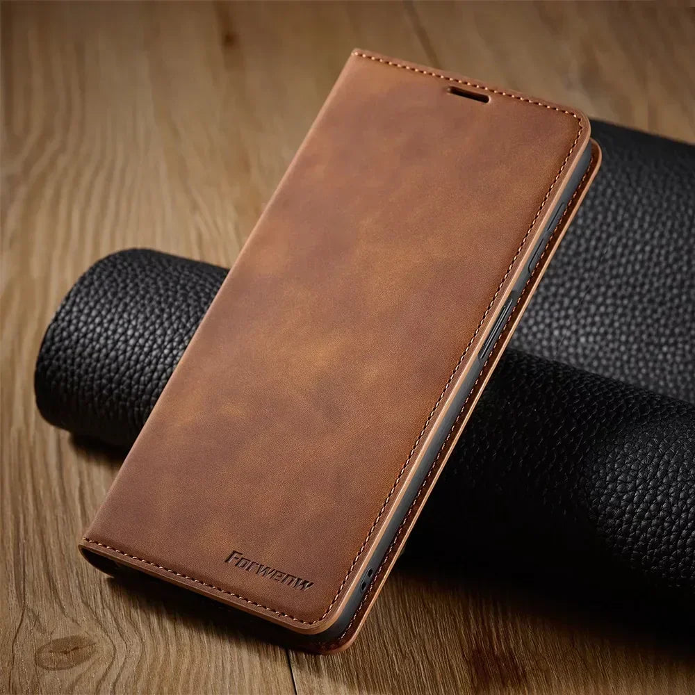 Davy Samsung Case: Magnetic Leather Bag for Stylish Protection