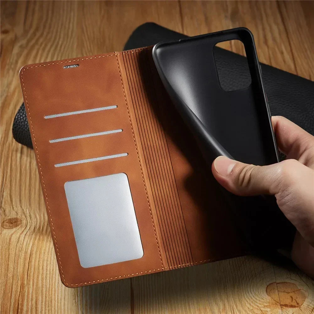 Davy Samsung Case: Magnetic Leather Bag for Stylish Protection