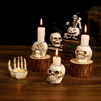 Davy | Ensemble de 3 bougeoirs crâne Halloween Skullight