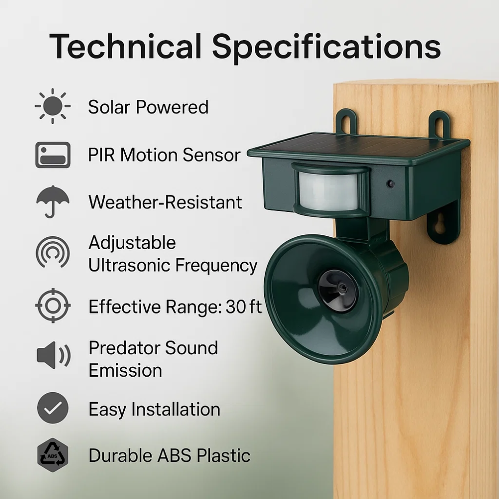 Davy | Solar Motion Sensor Bird Repeller for Gardens