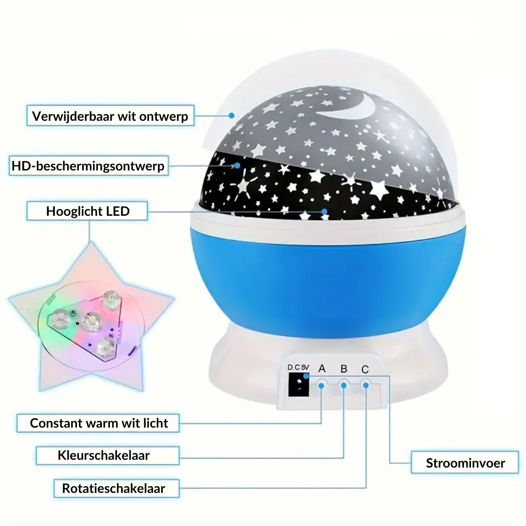 Davy | Star Projector Night Light | Soothing Sky Projection with Music
