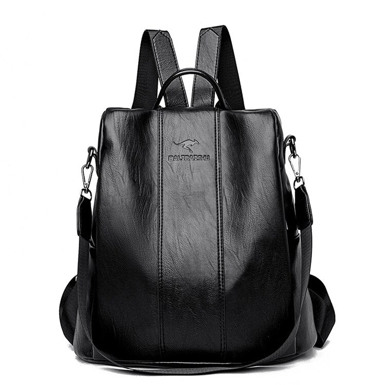 Davy | Theft-Proof Leather Backpack for Women in Vintage Style