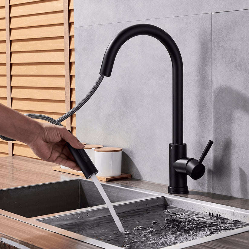 Davy | TouchTech Retractable Kitchen Faucet – Sensor Touchless Mixer Tap with Flexible Hose | Modern Brass Faucet