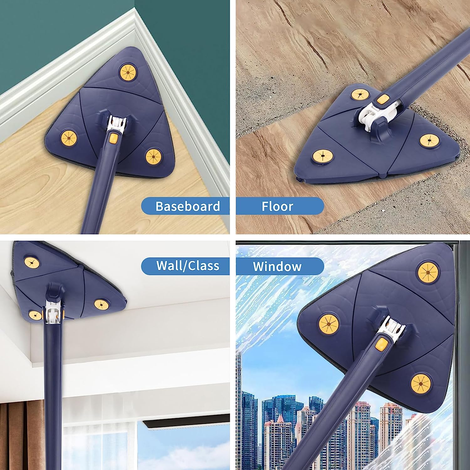 Davy | Triangular Swivel Mop with Extendable Handle