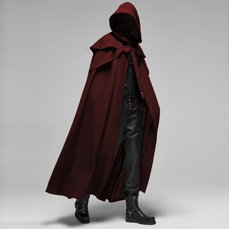 Davy | Unisex Hooded Cloak | Gothic Velvet Cape | Black