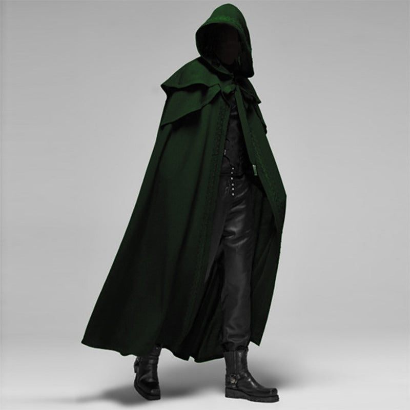 Davy | Unisex Hooded Cloak | Gothic Velvet Cape | Black