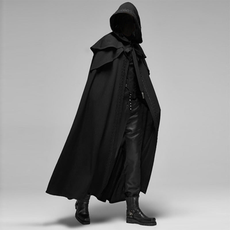 Davy | Unisex Hooded Cloak | Gothic Velvet Cape | Black