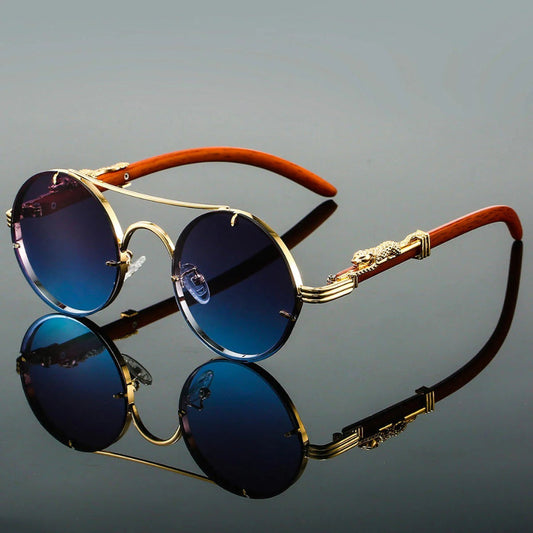 Davy | Unisex Round Double Bridge Sunglasses with Gradient Lenses
