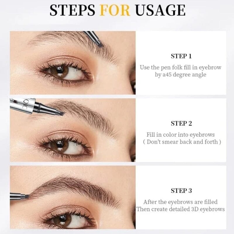 Davy | Waterproof 3D Microblading Eyebrow Pencil with 4 Fork Tips