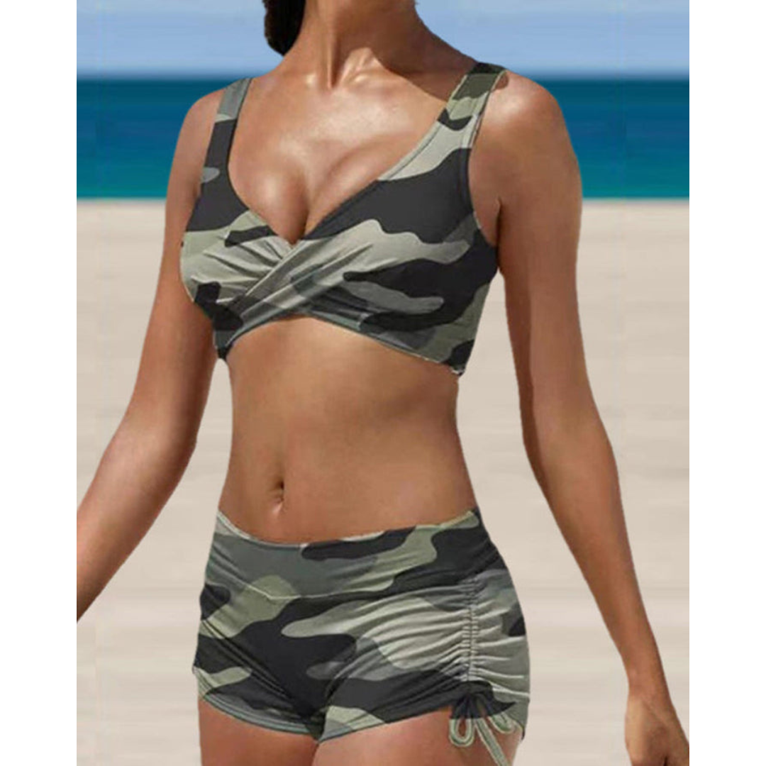 Davy | Women's Bikini with Twist Neck and Ruches Shorts