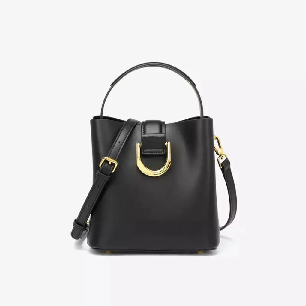 Davy | Women's Bucket Handbag with Gold Buckle Detail