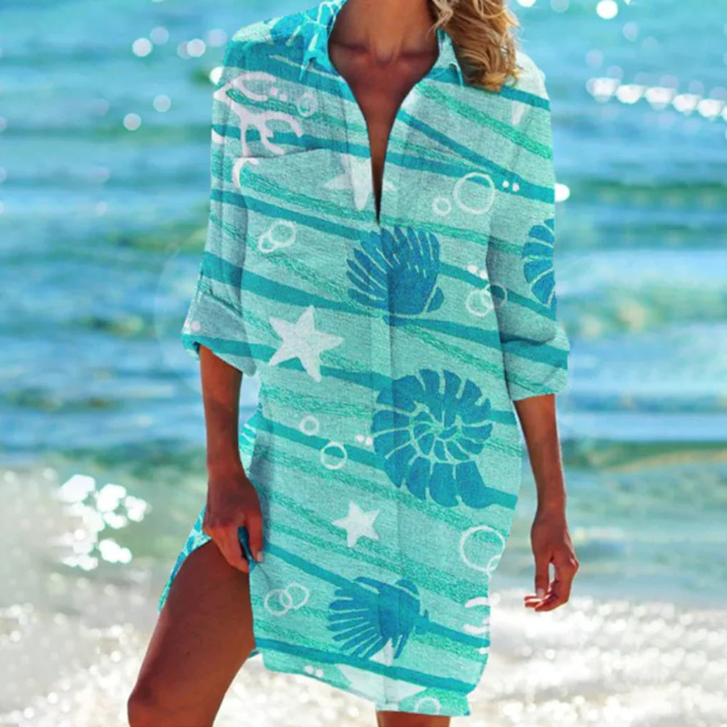 Davy | Women's Button-Down Beach Shirt - Tie Dye