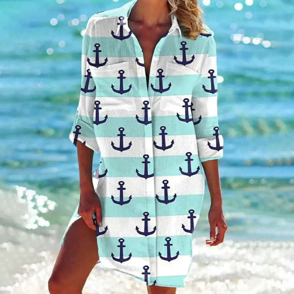 Davy | Women's Button-Down Beach Shirt - Tie Dye