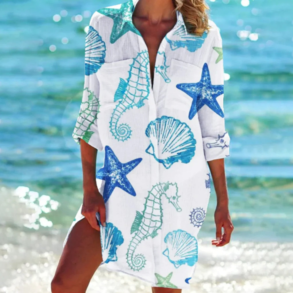 Davy | Women's Button-Down Beach Shirt - Tie Dye