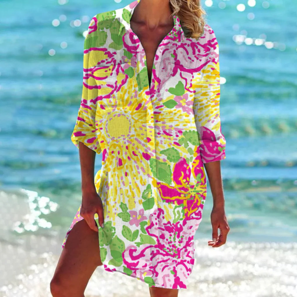 Davy | Women's Button-Down Beach Shirt - Tie Dye