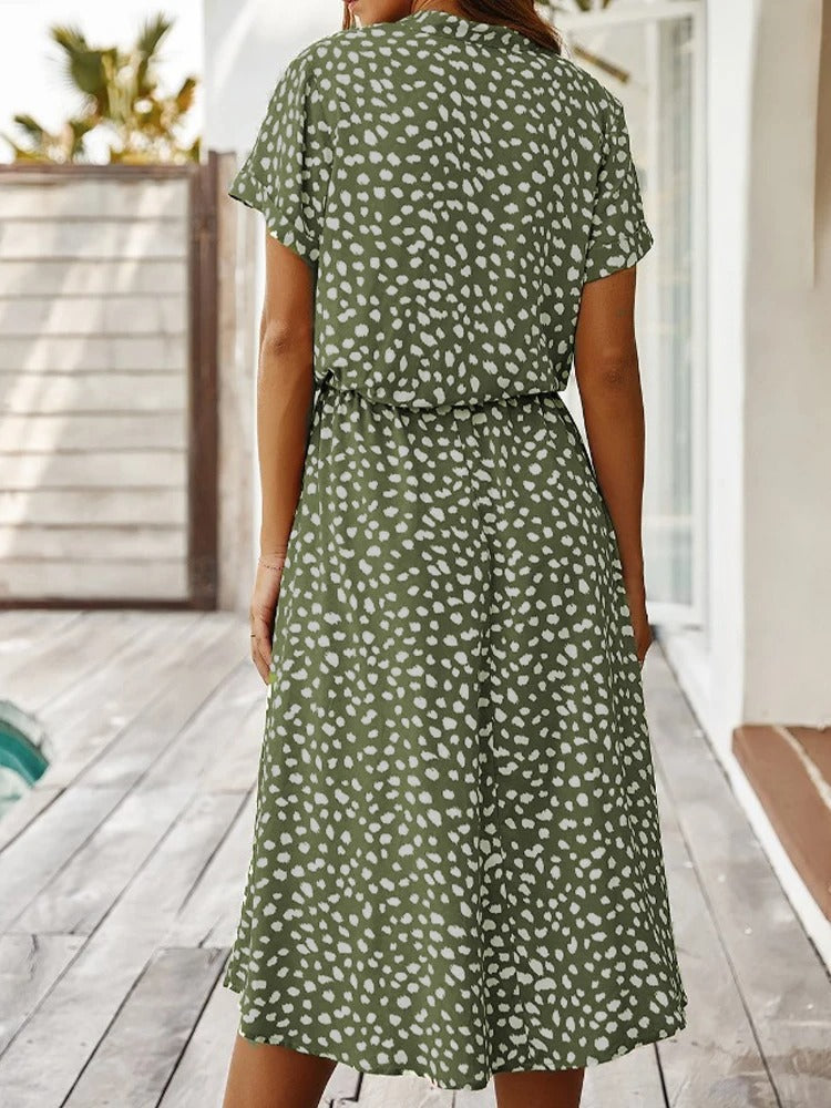 Davy | Women's Button-Down Midi Dress with Dot Print