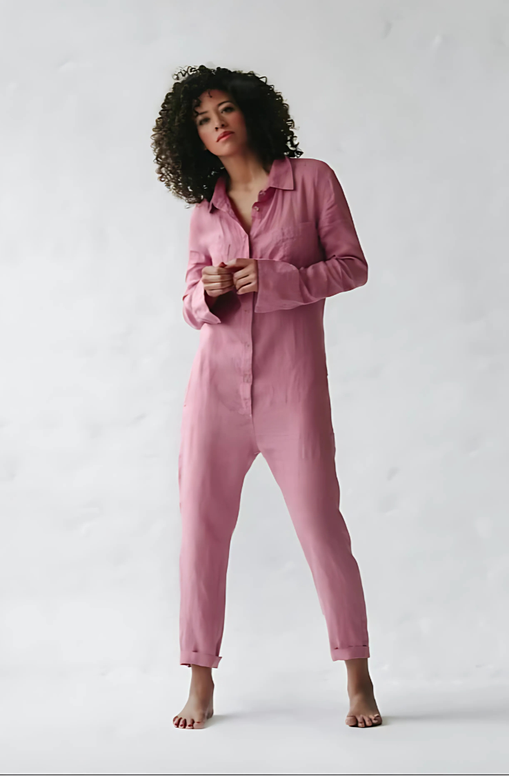 Davy | Women's Button-Front Jumpsuit with Pockets