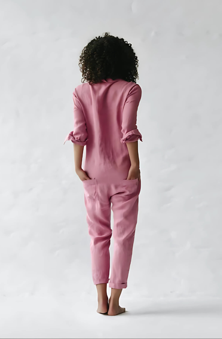 Davy | Women's Button-Front Jumpsuit with Pockets