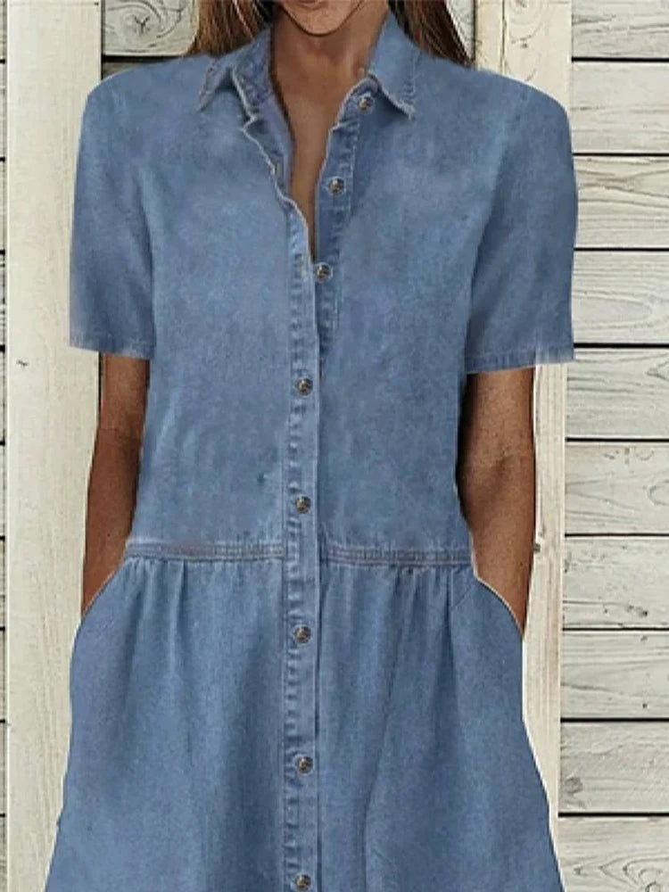 Davy | Women's Button-Front Midi Dress with Pockets