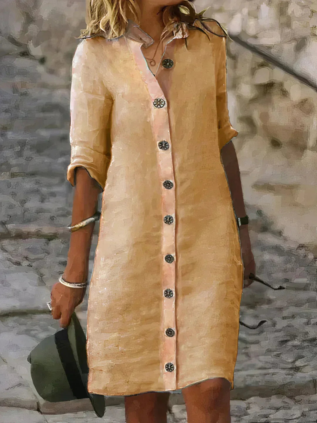 Davy | Women's Button-Front Midi Shirt Dress