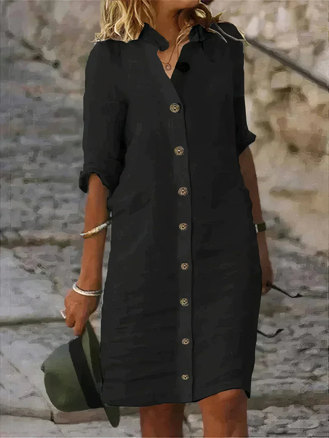 Davy | Women's Button-Front Midi Shirt Dress
