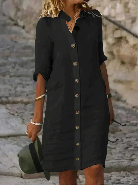Davy | Women's Button-Front Midi Shirt Dress
